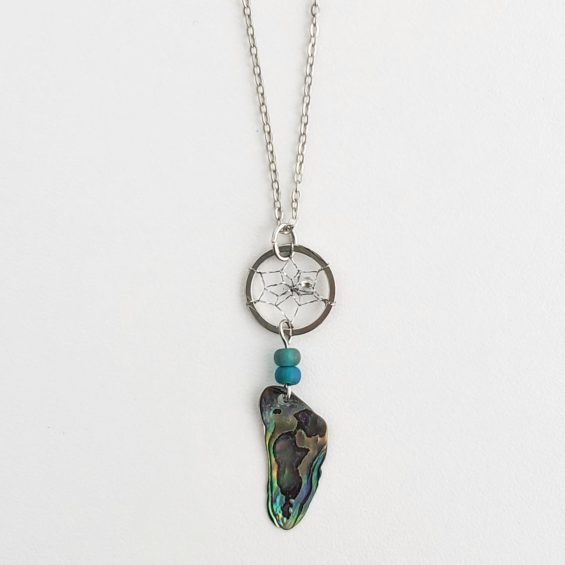 .5" Dream Catcher Necklace with a Free-form Paua Shell