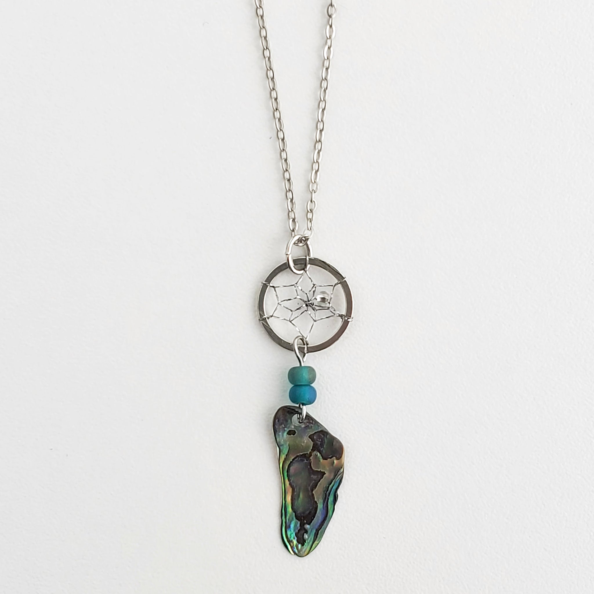 .5" Dream Catcher Necklace with a Free-form Paua Shell